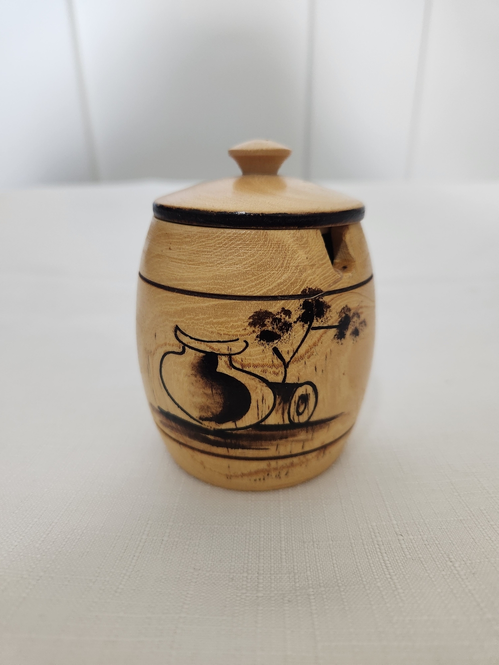 Wooden Decorative Spice Jar with Lid-handmade